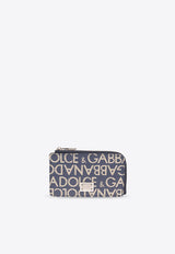 Dolce 
Gabbana Logo Jacquard Zip Cardholder Navy BP3274 AJ705-8L625