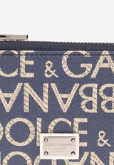 Dolce 
Gabbana Logo Jacquard Zip Cardholder Navy BP3274 AJ705-8L625