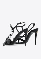 Dolce 
Gabbana Keira 105 Floral Applique Sandals in Patent Leather Black CR1654 AR253-8S597