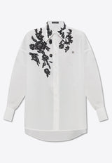 Dolce 
Gabbana Floral Lace Applique Long-Sleeved Shirt White F5P62T GDB8O-W0800