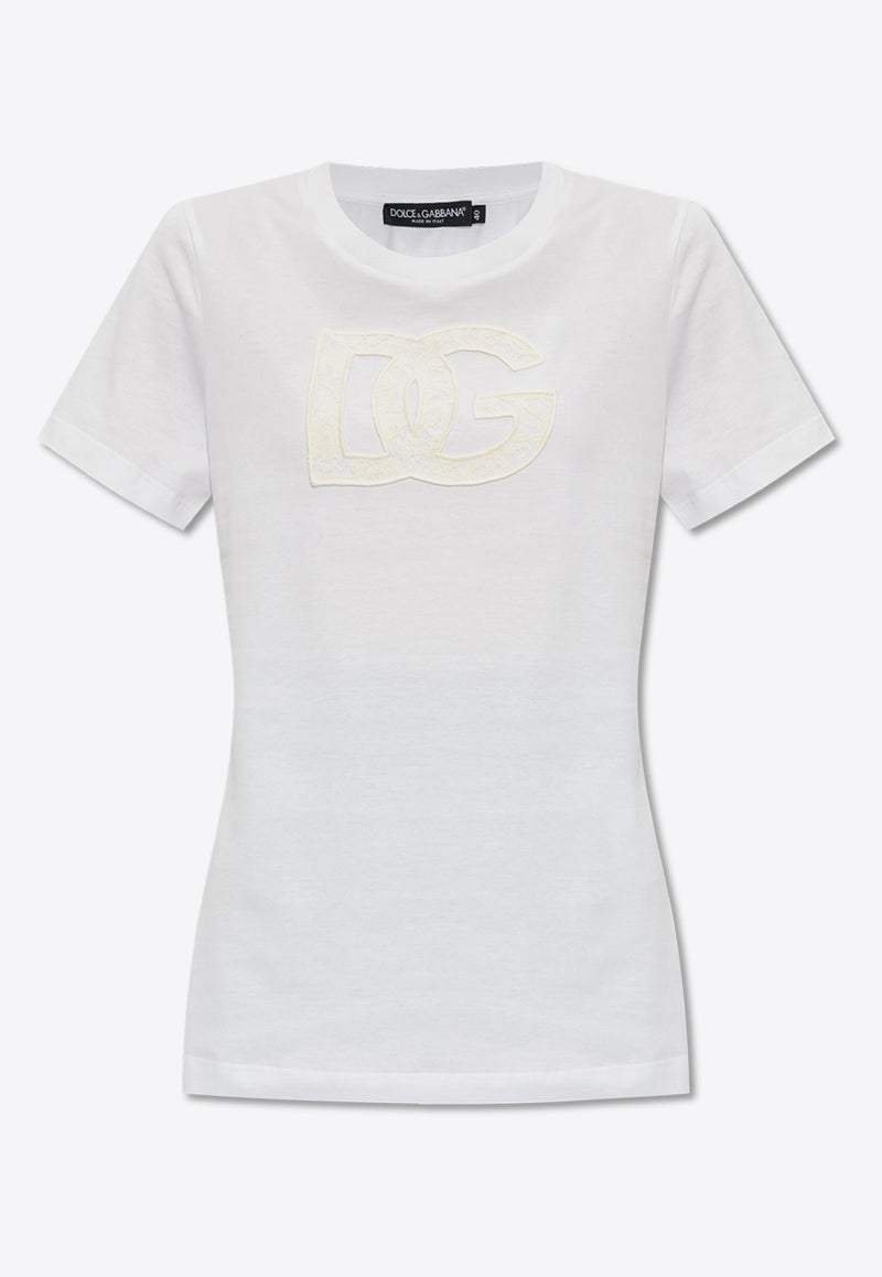 Dolce 
Gabbana DG Lace Patch T-shirt White F8M68Z GDB9O-W0800