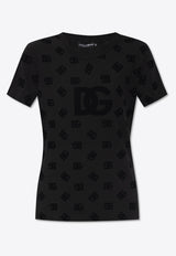 Dolce 
Gabbana Velvet Monogram T-shirt Black F8T00T GDB9K-N0000