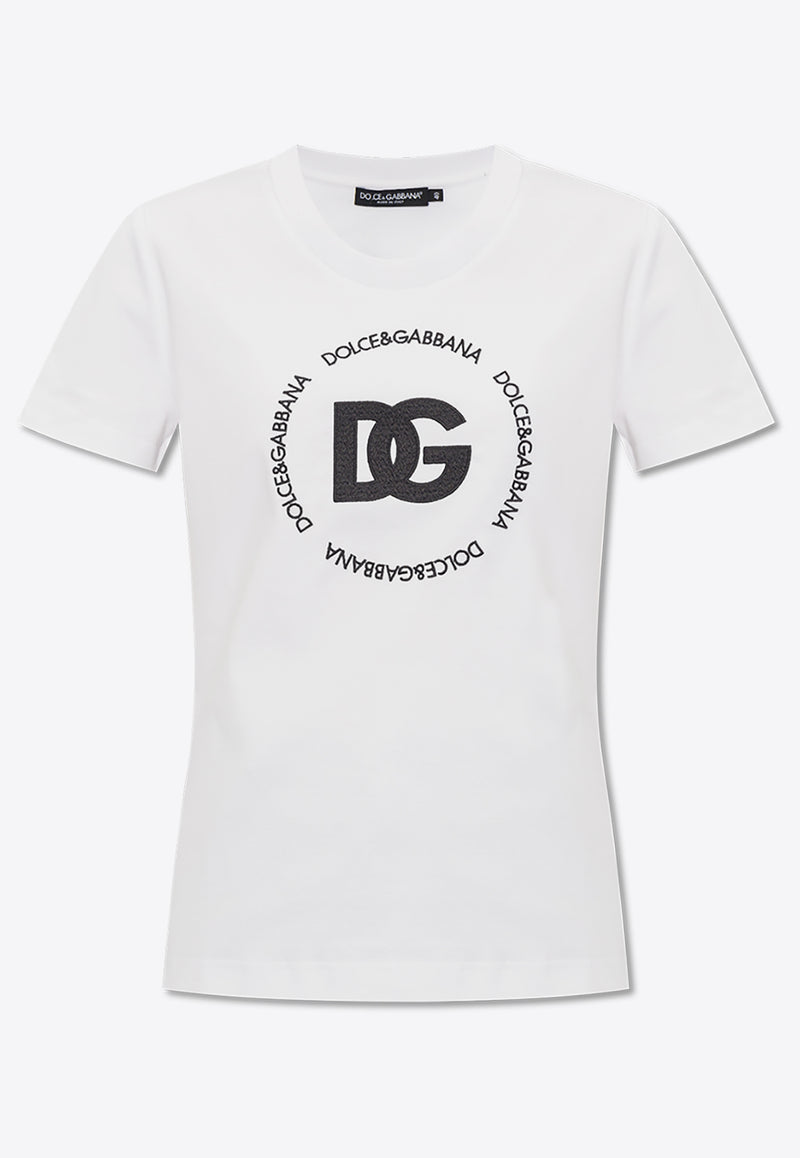 Dolce 
Gabbana Embroidered DG Logo T-shirt White F8T00Z GDB5U-W0800