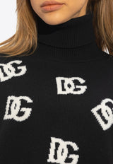 Dolce 
Gabbana DG Logo Wool Turtleneck Sweater Black FXW11T JAWXA-N0004