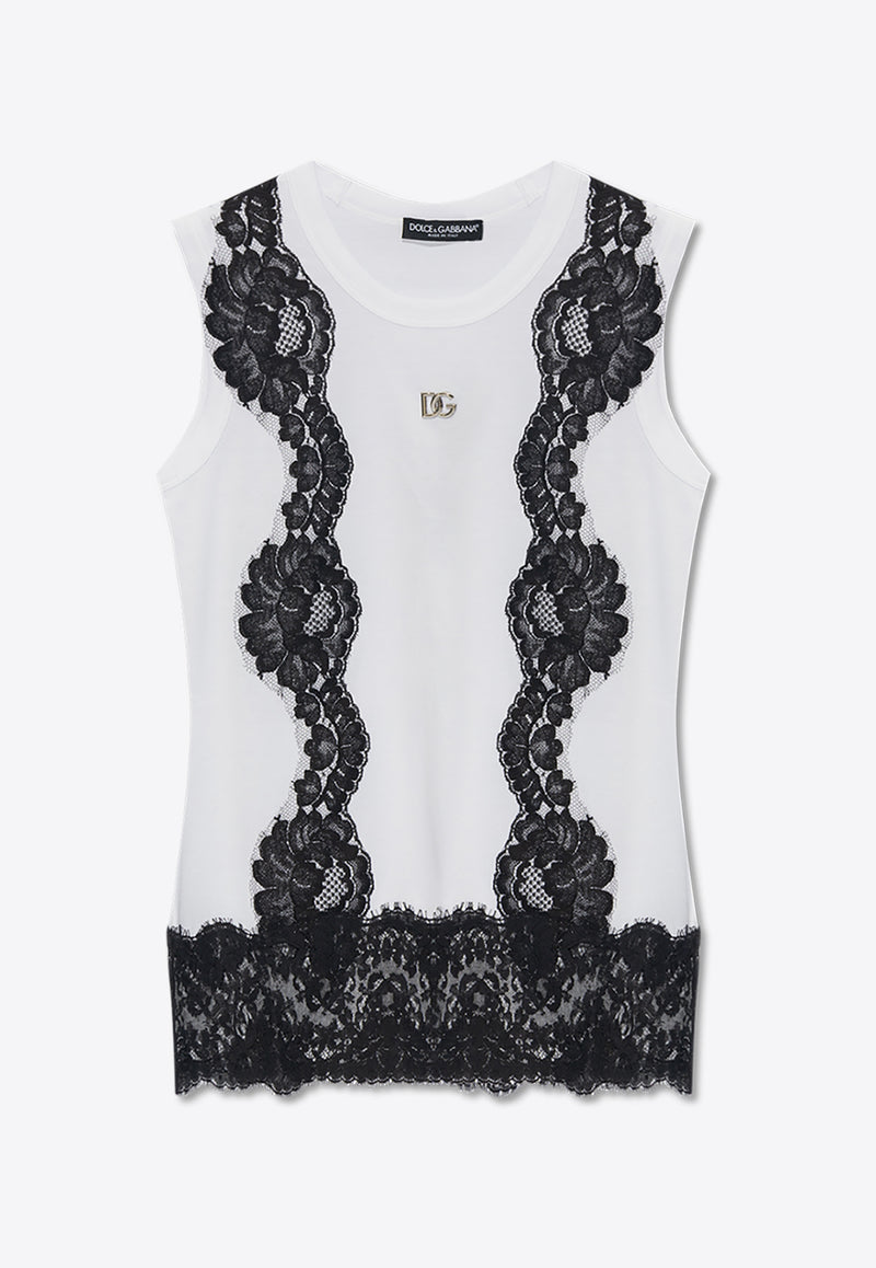 Dolce 
Gabbana Floral Lace-Trimmed Top White F8S23T GDB8M-S9000