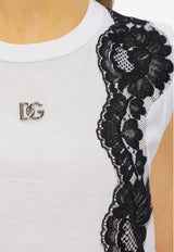 Dolce 
Gabbana Floral Lace-Trimmed Top White F8S23T GDB8M-S9000