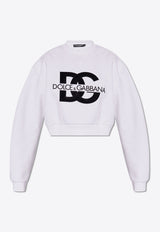 Dolce 
Gabbana DG Logo Patch Cropped Sweatshirt White F9R55Z GDB7B-W0800