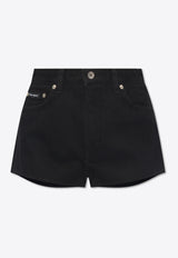 Dolce 
Gabbana Logo Plaque High-Waist Denim Shorts Black FTCDDD G8KS0-S9001