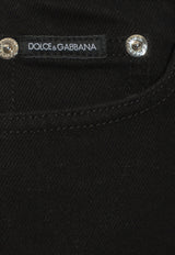 Dolce 
Gabbana Logo Plaque High-Waist Denim Shorts Black FTCDDD G8KS0-S9001