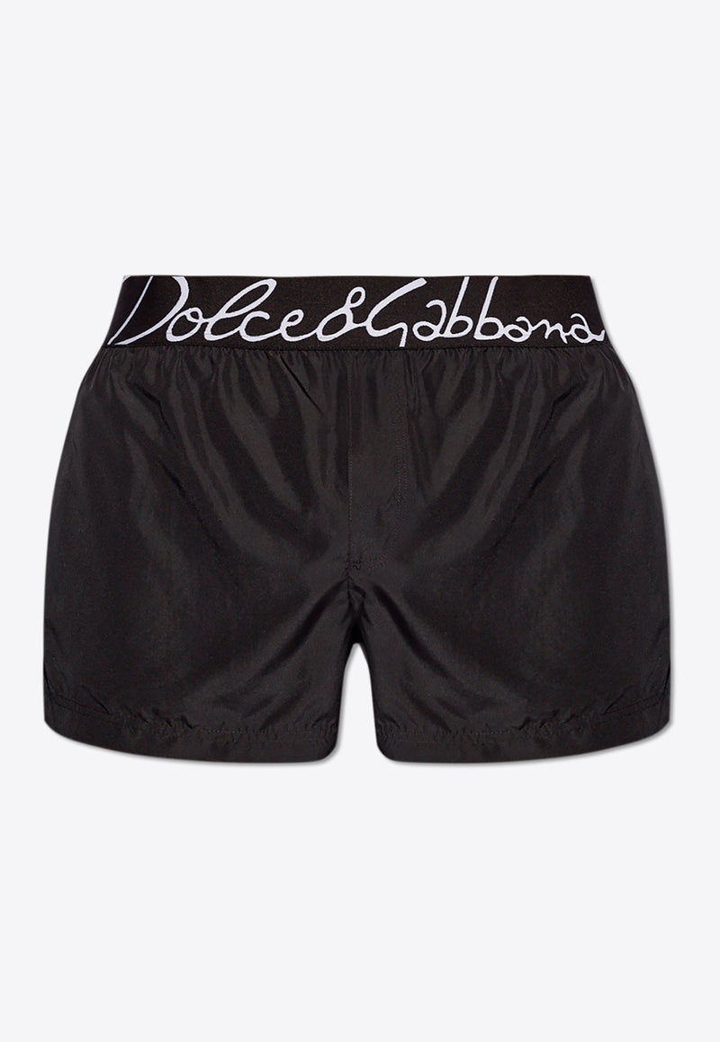 Dolce 
Gabbana Logo Waistband Swim Shorts Black KĄPIELOWE M4F27T FUSFW-N0000