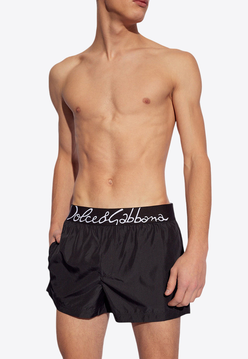 Dolce 
Gabbana Logo Waistband Swim Shorts Black KĄPIELOWE M4F27T FUSFW-N0000