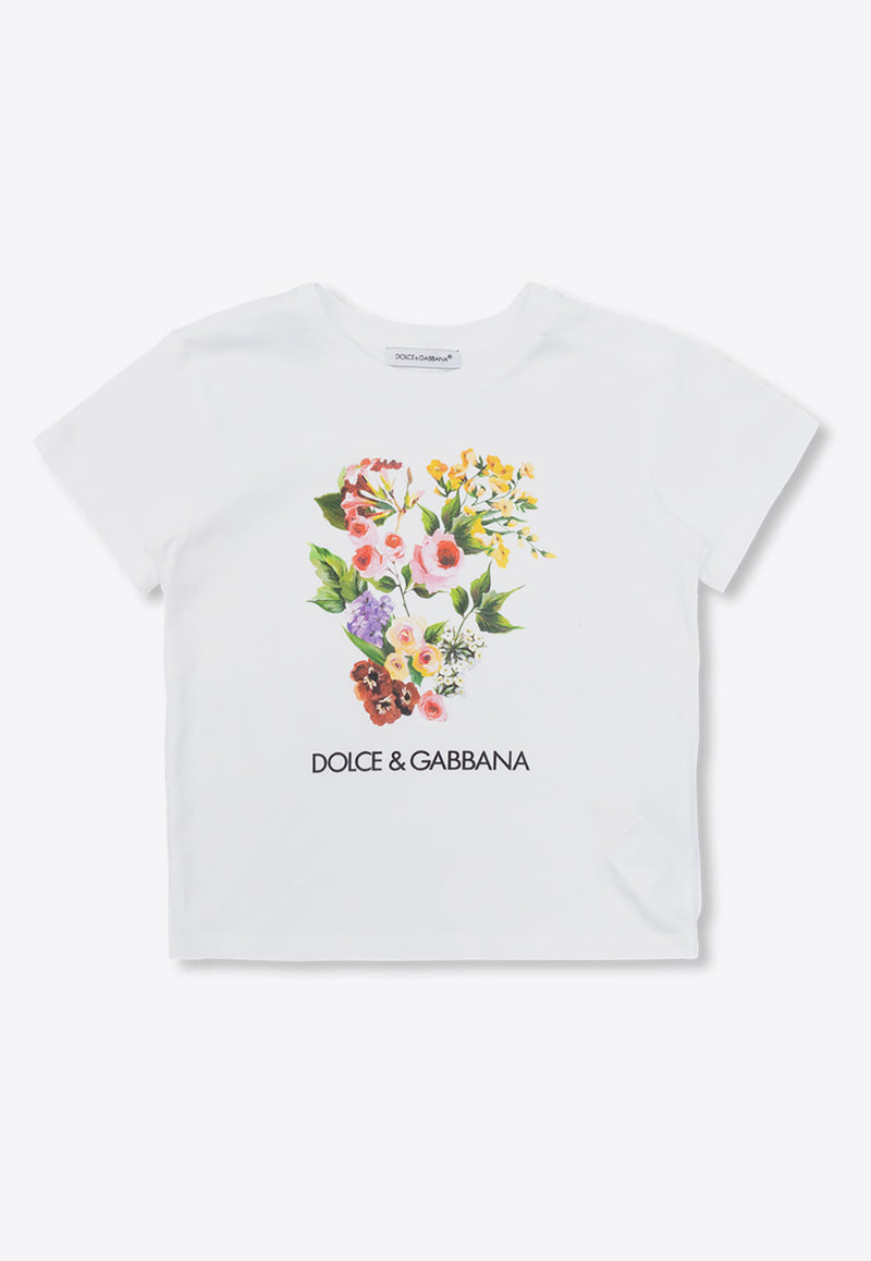 Dolce 
Gabbana Kids Babies Mixed Floral Print T-shirt White L2JTIT G7M1Y-W0800