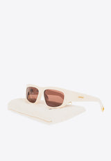 Jacquemus Pilota Square-Frame Sunglasses Brown JAC2C2SUN 0-0