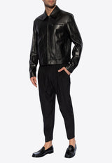 Dolce 
Gabbana Zip-Up Leather Jacket Black G9ATUL HULUH-N0000