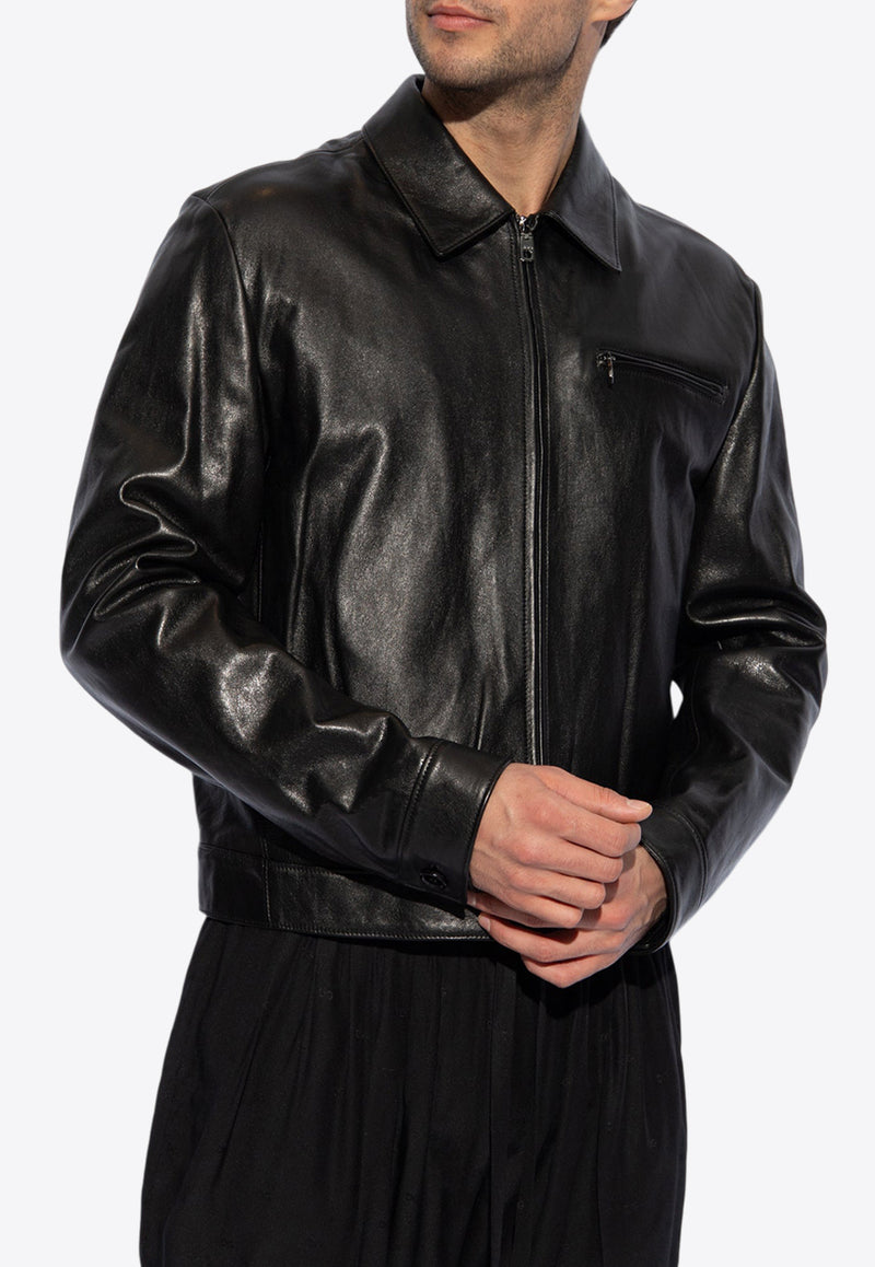 Dolce 
Gabbana Zip-Up Leather Jacket Black G9ATUL HULUH-N0000