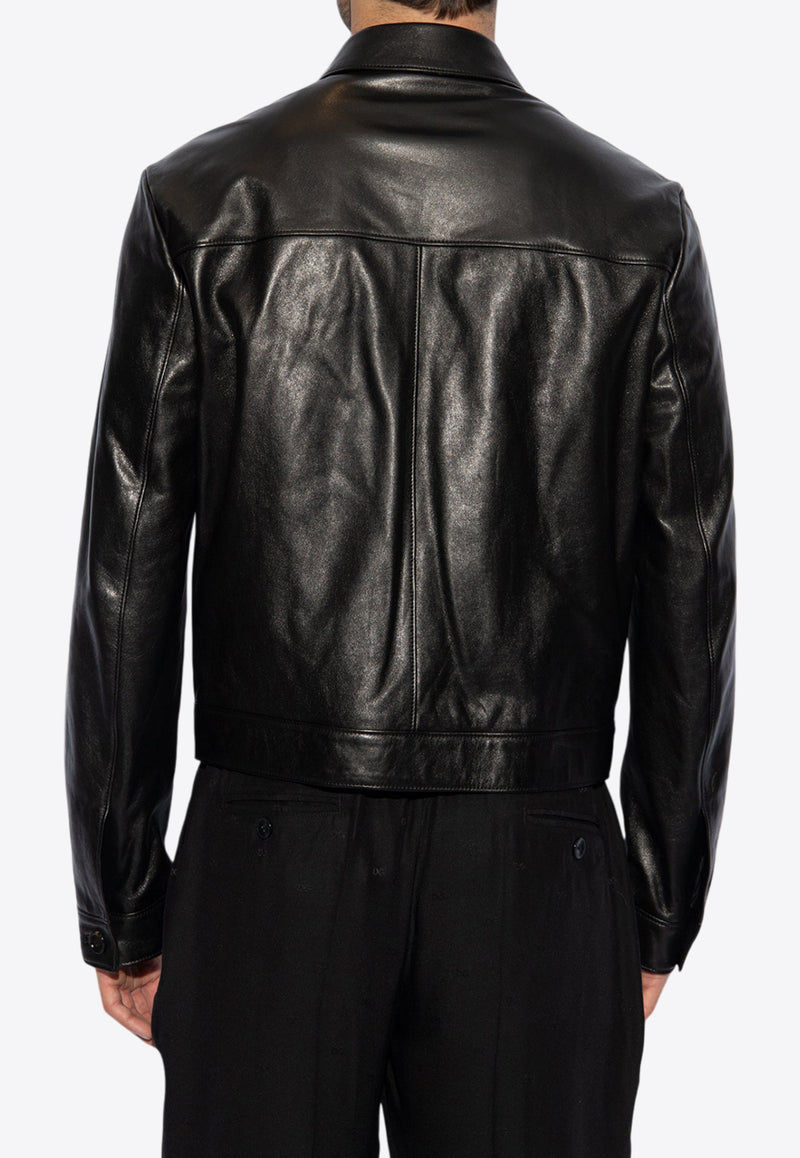 Dolce 
Gabbana Zip-Up Leather Jacket Black G9ATUL HULUH-N0000