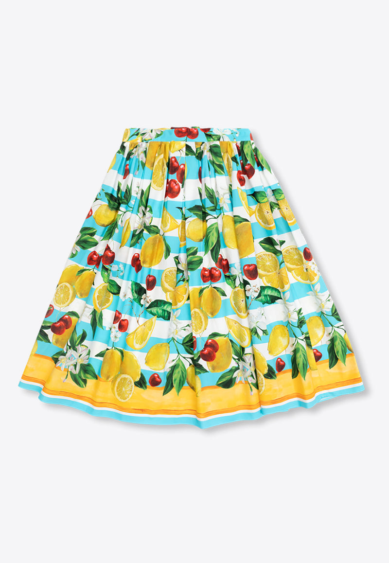 Dolce 
Gabbana Kids Girls Fruits Print Pleated Skirt Multicolor L54I94 G7L8Z-H35AL