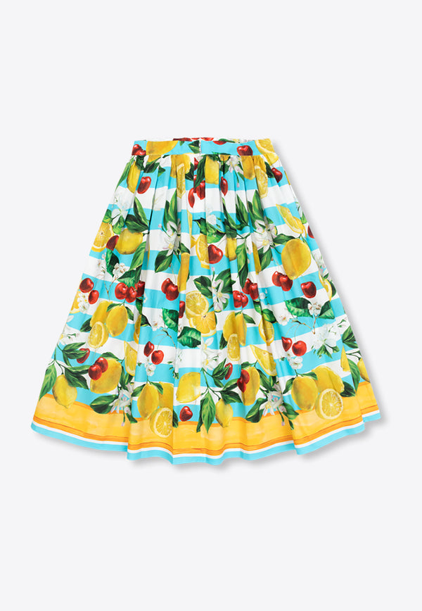 Dolce 
Gabbana Kids Girls Fruits Print Pleated Skirt Multicolor L54I94 G7L8Z-H35AL