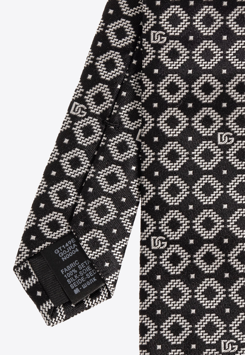 Dolce 
Gabbana DG Logo Embroidered Silk Tie Black GT149E G0JRA-N0004