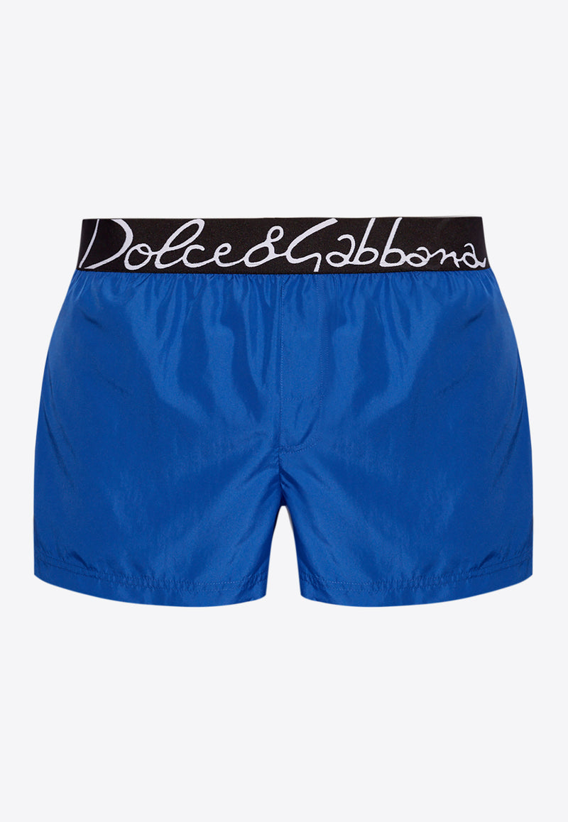 Dolce 
Gabbana Logo Waistband Swim Shorts Blue KĄPIELOWE M4F27T FUSFW-B4401