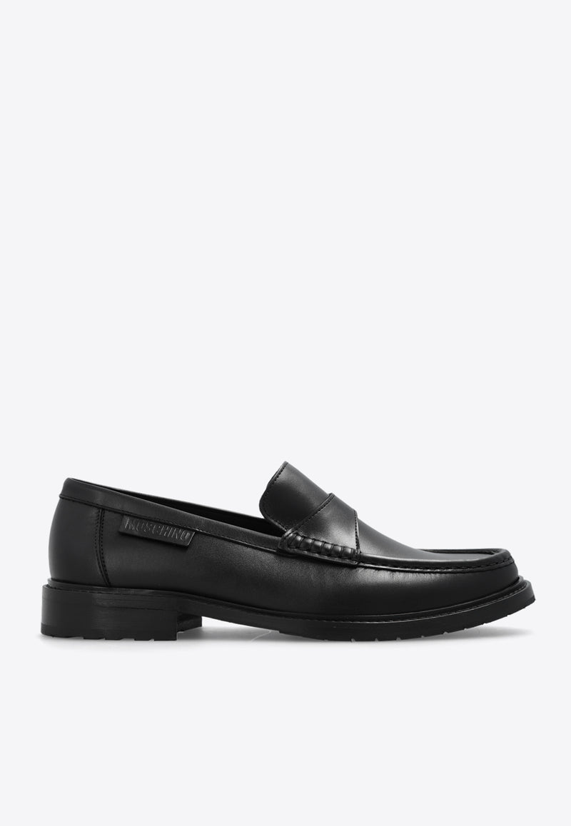 Moschino Embossed Logo Leather Loafers Black MB10783J1I GA0-000