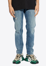 Dolce 
Gabbana Straight-Leg Distressed Jeans Blue GYJCCD G8KO4-S9001