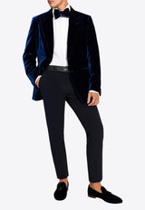 Tom Ford Single-Breasted Velvet Blazer Navy JESPF1 VUS01-HB901