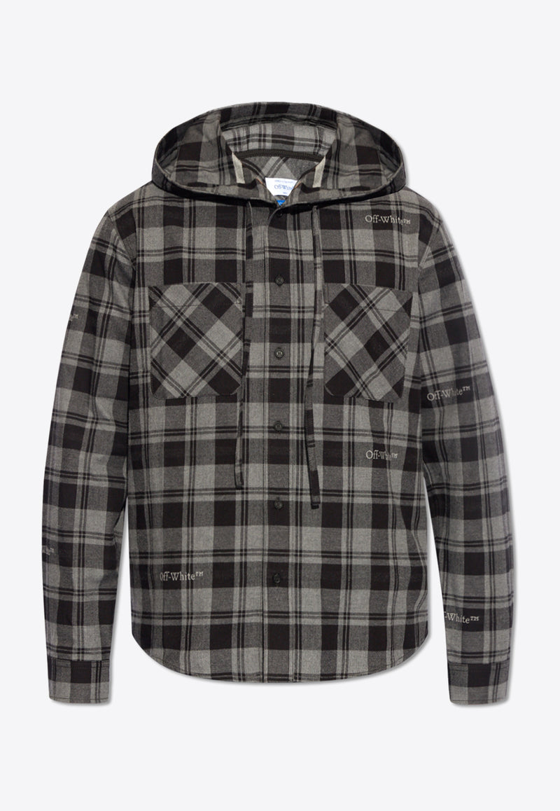 Off-White Plaid Check Overshirt with Hood Gray OMGE031C99 FAB001-0800