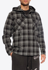 Off-White Plaid Check Overshirt with Hood Gray OMGE031C99 FAB001-0800