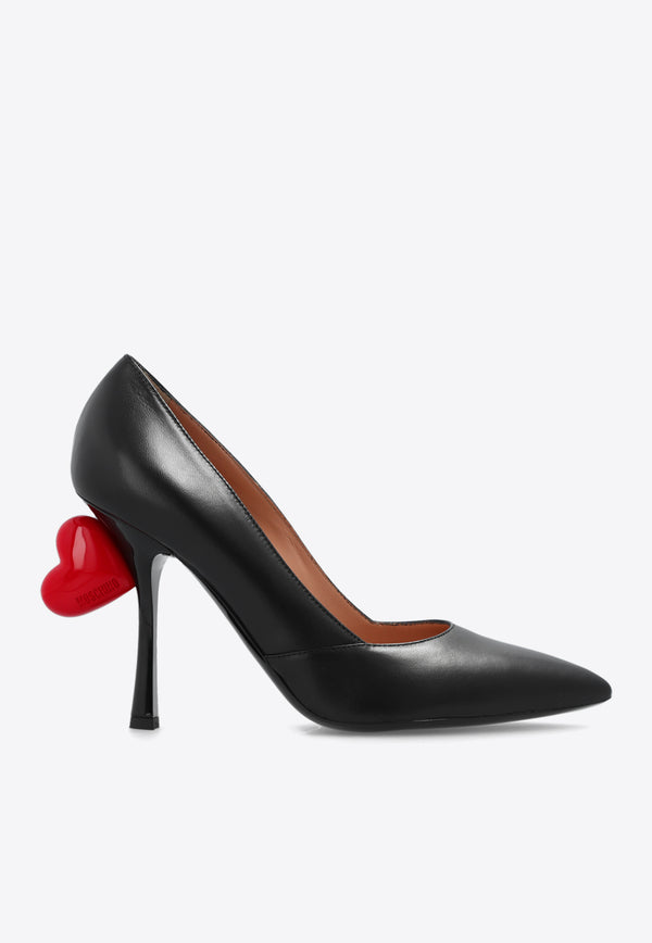 Moschino Sweet Heart 100 Leather Stiletto Pumps Black MA1003AC1I MA0-000