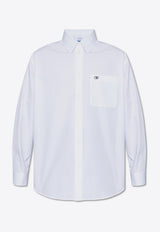 Off-White Embroidered Logo Long-Sleeved Shirt White OMGE004C99 FAB001-0110