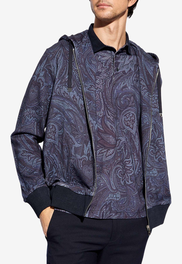 Etro Paisley Print Zip-Up Hoodie Navy MRMB0005 AJ065-X0883