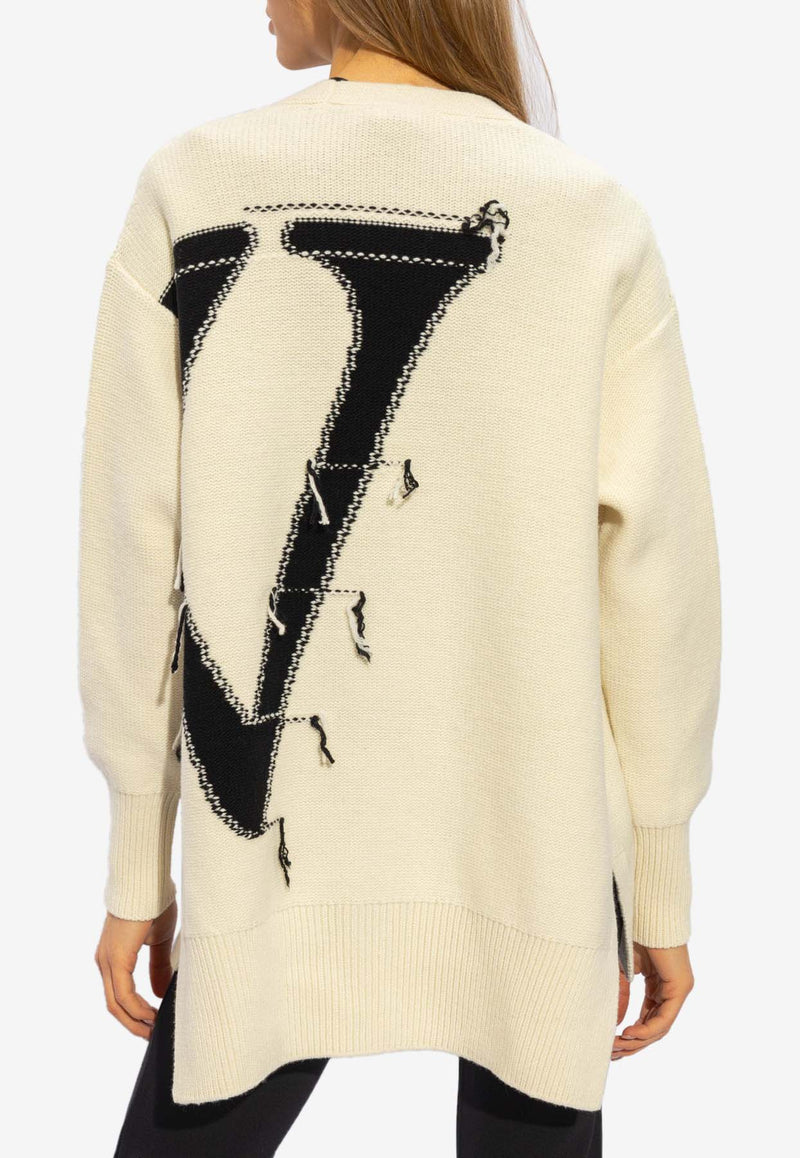 Off-White Logo-Inlay Wool Cardigan  Cream OWHB043C99 KNI001-0410