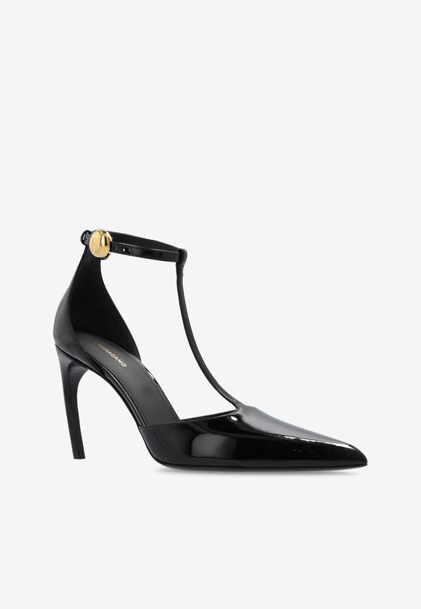 Salvatore Ferragamo Odette 85 Patent Leather Pumps Black 01H549 ODETTE 85 769281-NERO