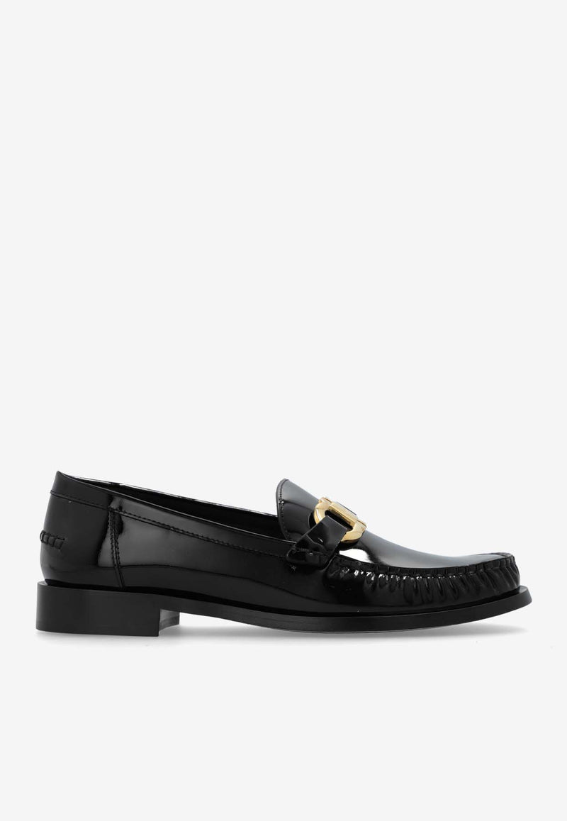 Salvatore Ferragamo Maryan Gancini Leather Loafers Black 01H443 MARYAN 769302-NERO