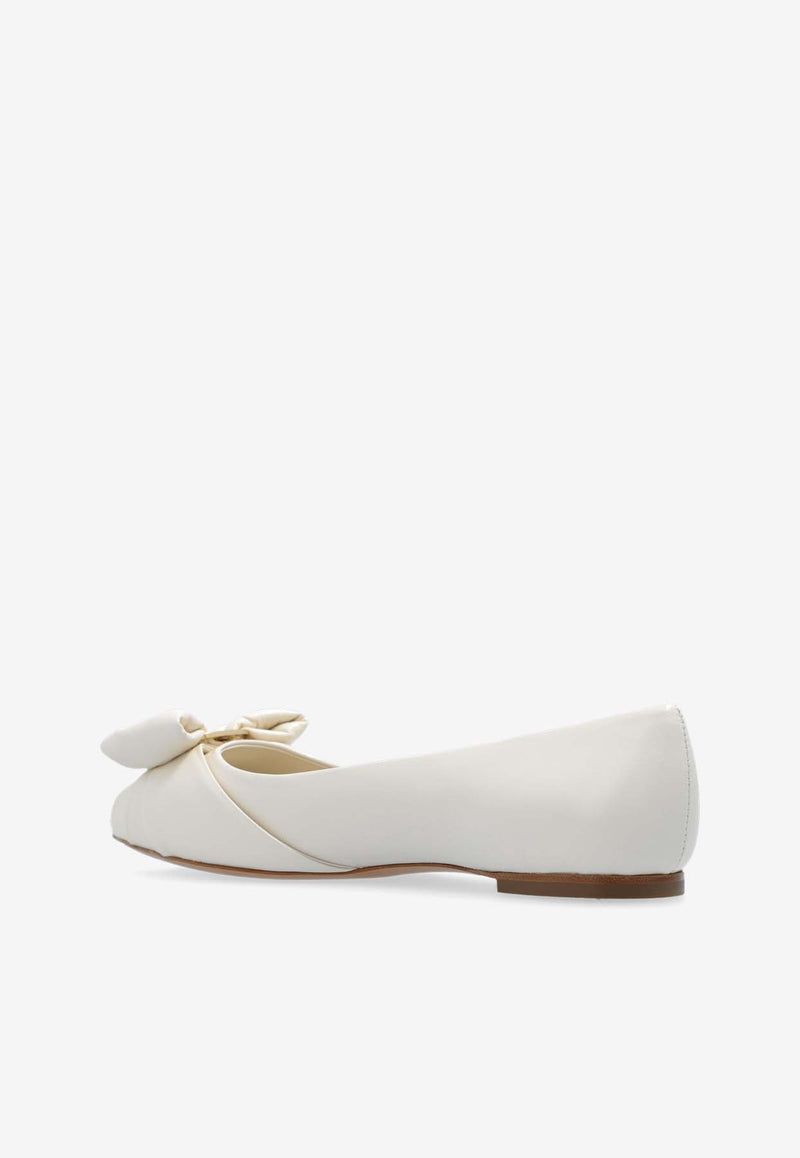 Salvatore Ferragamo Varina Vara Bow Ballet Flats Cream 01H838 VARINA FLR 1 773353-MASCARPONE