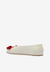 Salvatore Ferragamo Vanna Vara Bow Ballet Flats in Calf Leather Cream 01I217 VANNA 774797-MASCARPONE