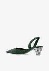 Salvatore Ferragamo Alyssa 40 Cage Heel Slingback Pumps in Croc-Embossed Leather Green 01I637 ALYSSA 40 C 773883-FOREST GREEN