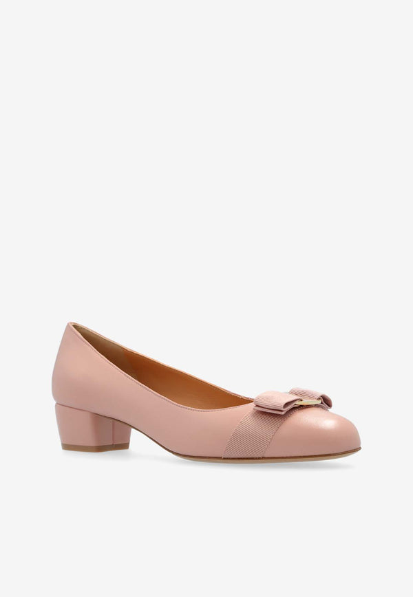 Salvatore Ferragamo Vara Bow 30 Leather Pumps Pink 01I745 VARA SOFT 774597-ROSE