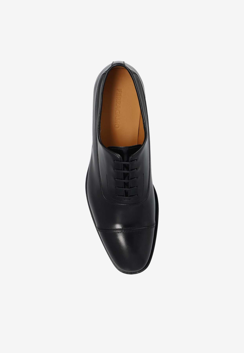 Salvatore Ferragamo Fermin Oxford Leather Shoes Black 021625 FERMIN 762477-NERO