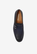 Salvatore Ferragamo Florio Gancini Leather Loafers  Navy 021688 FLORIO 774132-MIDNIGHT