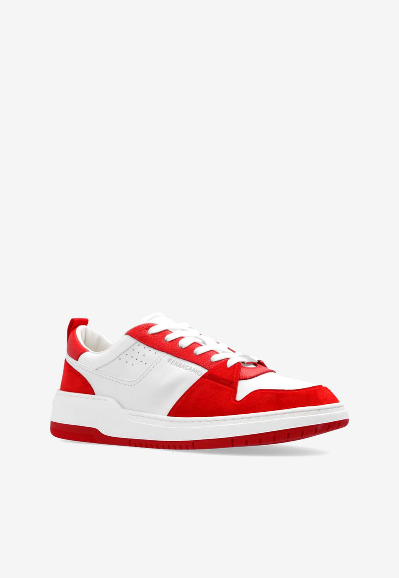 Salvatore Ferragamo Dennis Low-Top Leather Sneakers Red 022376 DENNIS 769635-FLAME RED