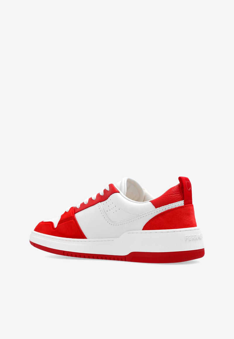 Salvatore Ferragamo Dennis Low-Top Leather Sneakers Red 022376 DENNIS 769635-FLAME RED