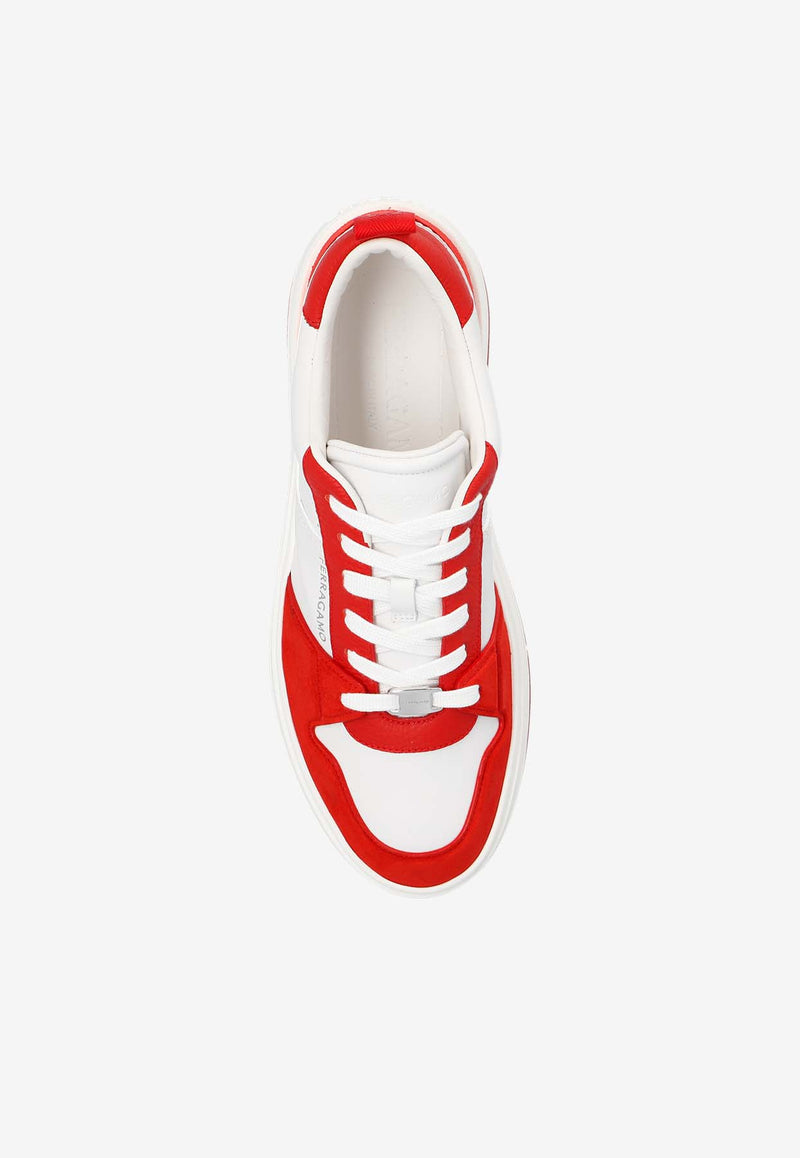 Salvatore Ferragamo Dennis Low-Top Leather Sneakers Red 022376 DENNIS 769635-FLAME RED