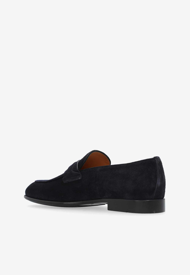 Salvatore Ferragamo Desio Gancini Suede Loafers Navy 022385 DESIO 768124-MIDNIGHT