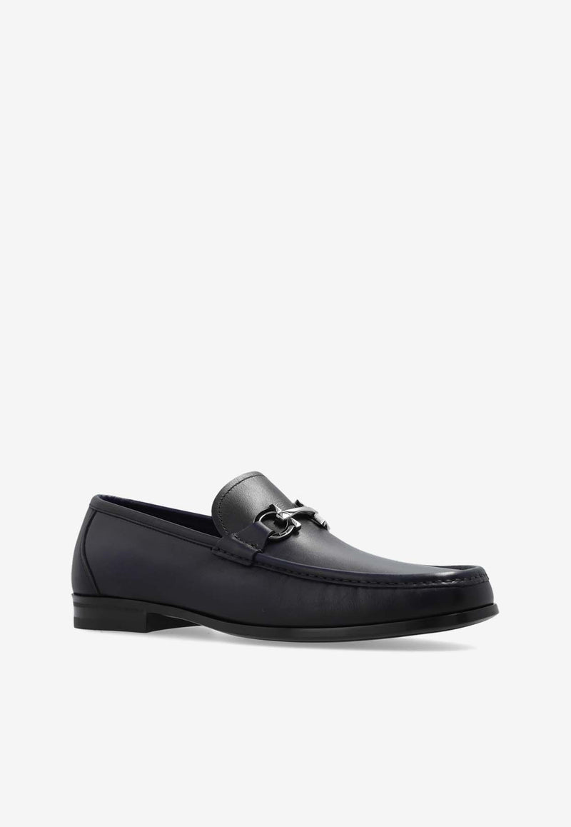 Salvatore Ferragamo Grandioso Gancini Leather Loafers Black 029457 GRANDIOSO2 769877-MIDNIGHT