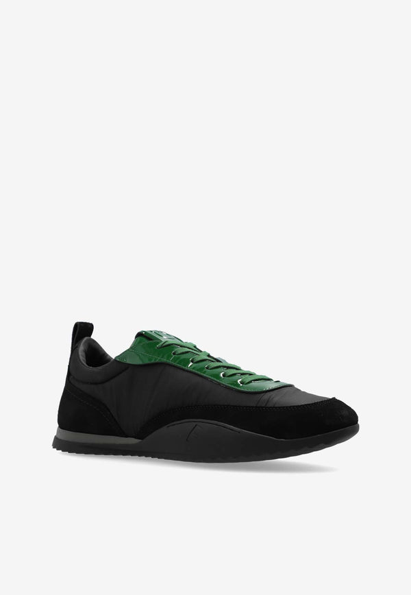 Salvatore Ferragamo Detroit Low-Top Paneled Sneakers Black 026533 DETROIT 1 773267-NERO FOREST GREEN