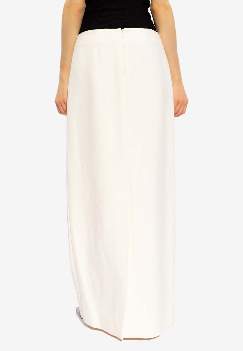 Salvatore Ferragamo Maxi Skirt with Back Slit White 13E831 S 773145-WHITE MASCARPONE