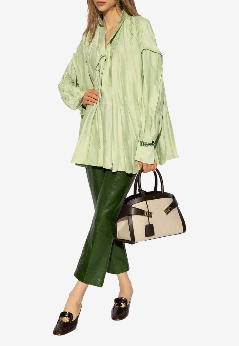 Salvatore Ferragamo Oversized V-neck Top Green 13E829 W 773252-SAGE