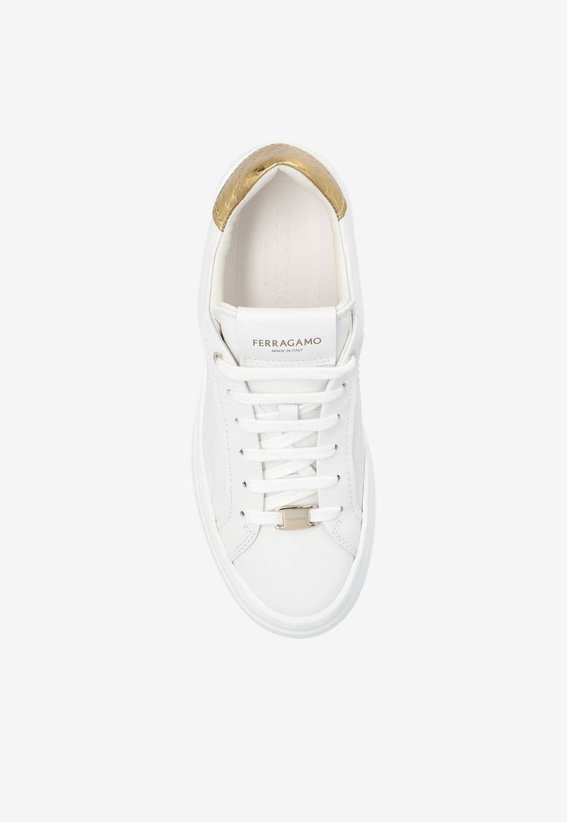 Salvatore Ferragamo Dahlia Leather Flatform Sneakers White 030573 DAHLIA 1 769352-BIANCO OTTICO